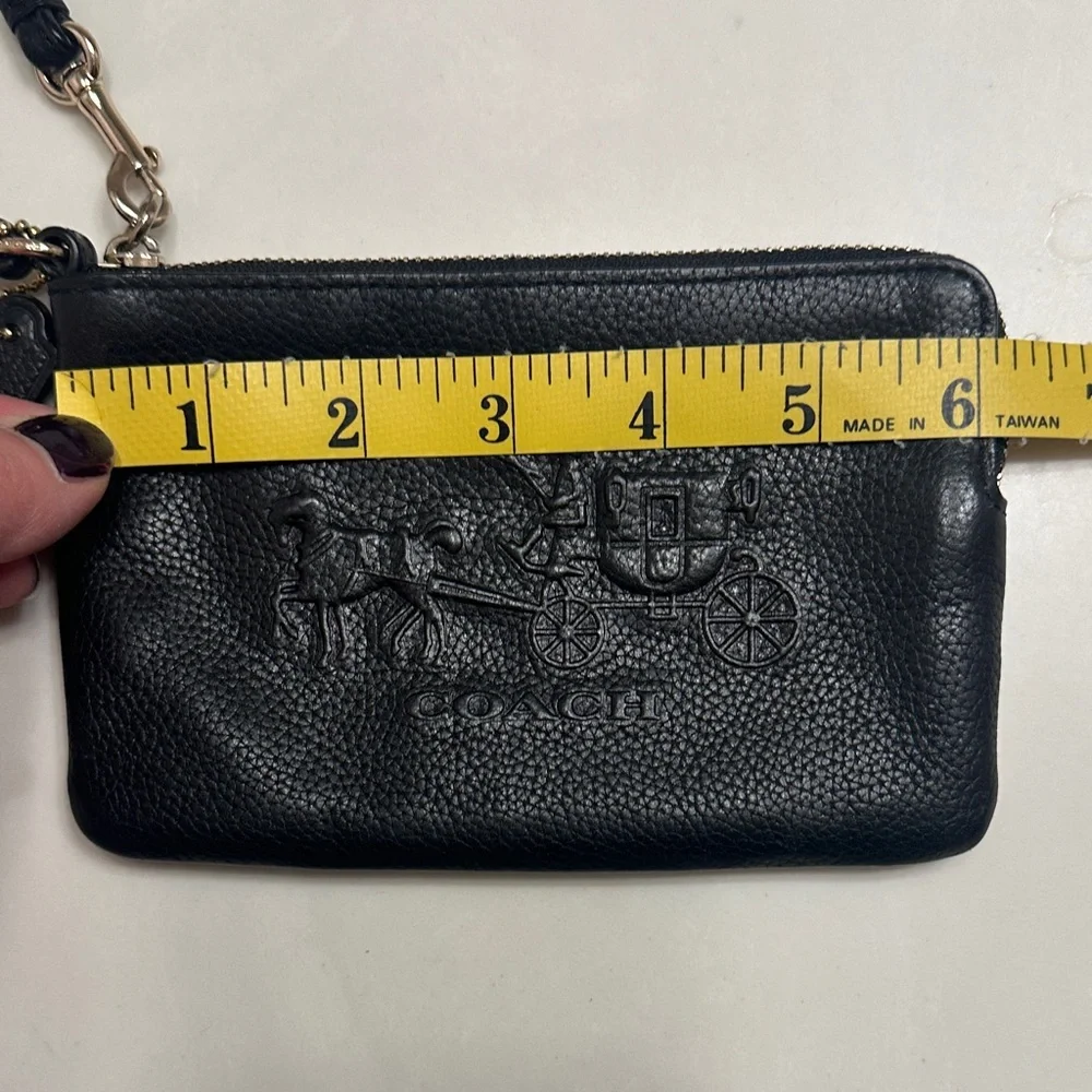 Coach Embossed Black Leather Wristlet - Picture 5 of 6